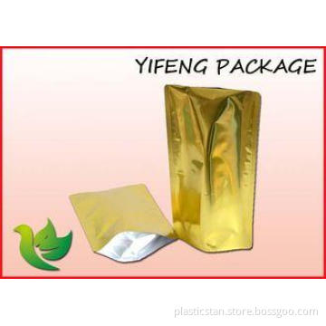 Plain Aluminum Foil Stand Up Pouch Empty Tea Bags Black Gol